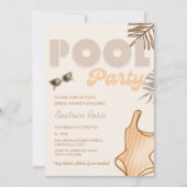 Boho Beige Pool Party Retro  Vrijgezellenfeest Kaart (Voorkant)