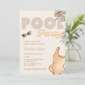 Boho Beige Pool Party Retro  Vrijgezellenfeest Kaart (Staand voorkant)