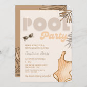 Boho Beige Pool Party Retro  Vrijgezellenfeest Kaart (Voorkant / Achterkant)