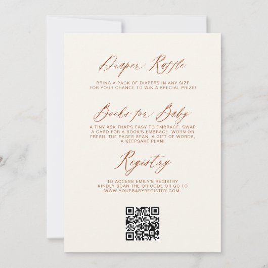 Boho Beige QR Code Wilde Bloem Baby Shower Kaart (Achterkant)