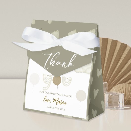 Boho Beige Rainbow & Balloon Birthday Party Bedankdoosjes