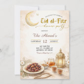 Boho Beige Ramadan Eid Al-Fitr Dinerfeest Kaart (Voorkant)