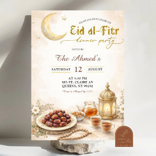 Boho Beige Ramadan Eid Al-Fitr Dinerfeest Kaart