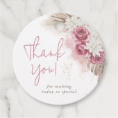 Boho Beige Roos Roze Hartelijk dank Baby shower Bedankjes Labels (Voorkant)
