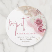 Boho Beige Roos Roze Pop Het Baby shower Bedankjes Labels (Voorkant)