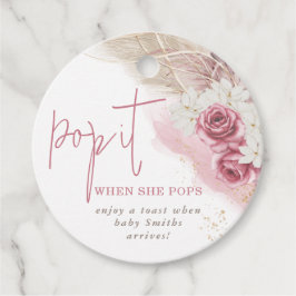Boho Beige Roos Roze Pop Het Baby shower Bedankjes Labels