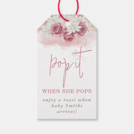 Boho Beige Roos Roze Pop Het Baby shower Cadeaulabel