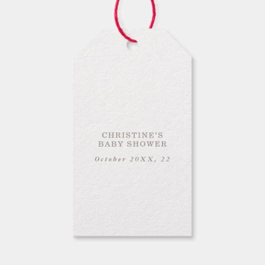 Boho Beige Roos Roze Pop Het Baby shower Cadeaulabel (Achterkant)