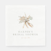 Boho Beige & Sage Bloemen & Lint Bruidsfeest Servet (Voorkant)