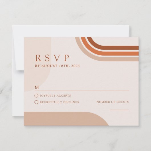 Boho beige Terracotta Responcard RSVP Kaartje (Voorkant)