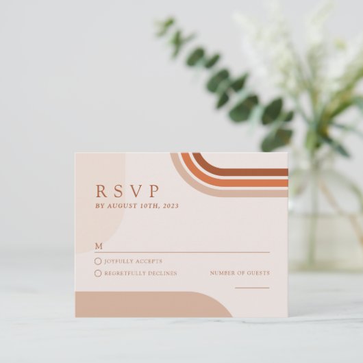 Boho beige Terracotta Responcard RSVP Kaartje (Staand voorkant)