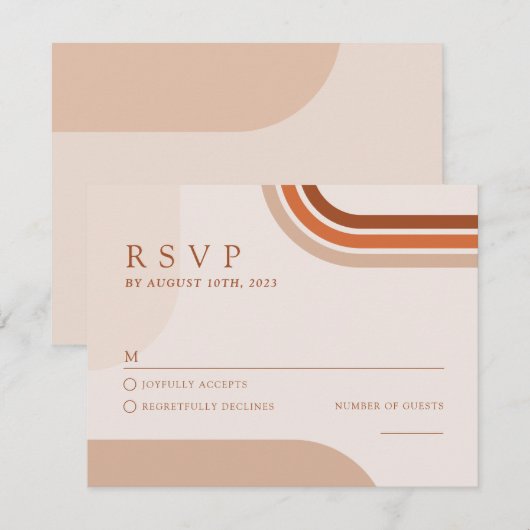 Boho beige Terracotta Responcard RSVP Kaartje (Voorkant / Achterkant)
