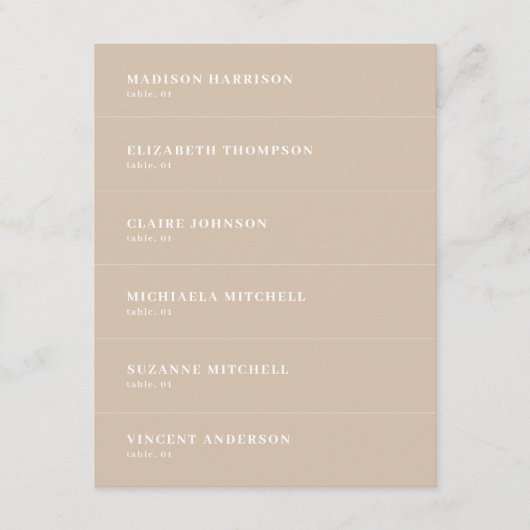 Boho Beige Trouwnaam Plaats Kaart DIY (Voorkant)