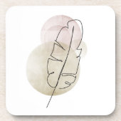 Boho beige veer bier onderzetter (Voorkant)