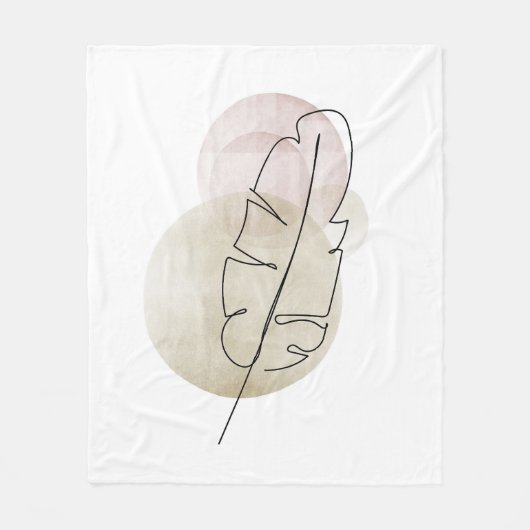 Boho beige veer fleece deken (Voorkant)