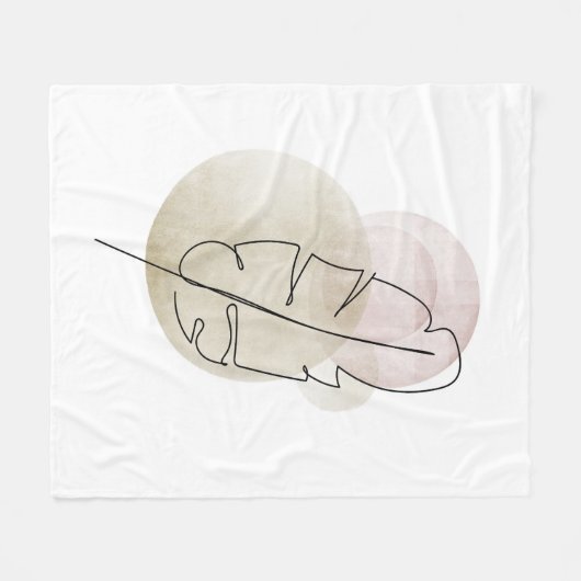 Boho beige veer fleece deken (Voorkant (Horizontaal))