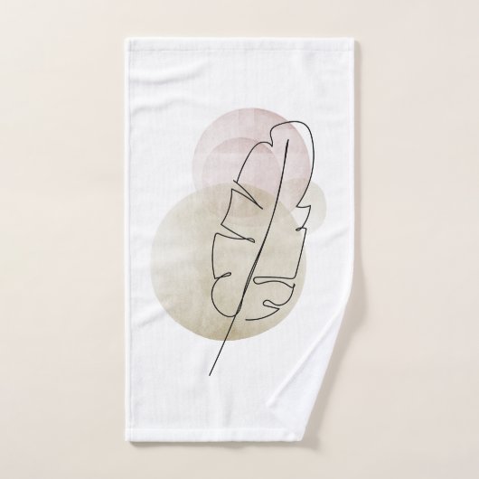 Boho beige veer handdoek (Handdoek)