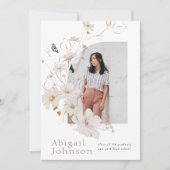 Boho Beige Waterverf Bloemen Graduation Party Kaart (Voorkant)