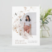 Boho Beige Waterverf Bloemengraduatefeest Kaart (Staand voorkant)