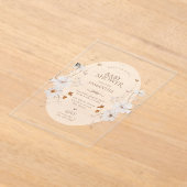 Boho Beige Waterverf Bloemetuin Baby Shower Acryl Uitnodigingen (Laagn)