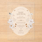 Boho Beige Waterverf Bloemetuin Baby Shower Acryl Uitnodigingen (Voorkant)