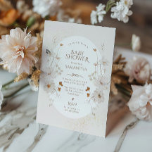 Boho Beige Waterverf Bloemetuin Baby Shower