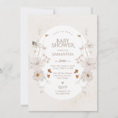 Boho Beige Waterverf Bloemetuin Baby Shower Kaart (Voorkant)