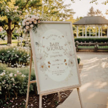 Boho Beige Waterverf Bloemetuin Baby Shower