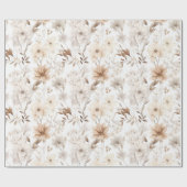 Boho Beige Waterverf Floral Charm Cadeaupapier (Vlak)