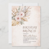 Boho Beige waterverf verjaardagsbrunch Kaart (Voorkant)