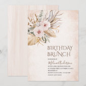 Boho Beige waterverf verjaardagsbrunch Kaart (Voorkant / Achterkant)