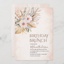 Boho Beige waterverf verjaardagsbrunch Kaart