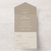 Boho beige Wedding All in One Uitnodiging (Binnen)