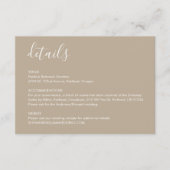 Boho Beige Wedding Details Enclosure Card Informatiekaartje (Voorkant)