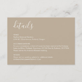 Boho Beige Wedding Details Enclosure Card Informatiekaartje