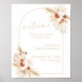 Boho Beige Welkomstbord Bruidsdouche Poster (Voorkant)