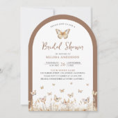 Boho Beige Wilde Bloem Vlinder Boog Bruidsdouche Kaart (Voorkant)