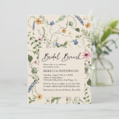Boho Beige Wilde Bloemen Bruids Brunch Borrel Kaart (Staand voorkant)