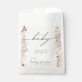 Boho Beige Wildflower Baby shower Dank u Bedankzakje