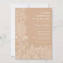 Boho Beige Wildflower Uitnodiging voor Baby Shower