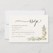 Boho Beige Wildflower Wedding RSVP Kaart (Voorkant)