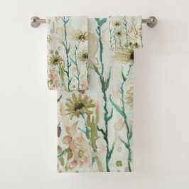 Boho Beige Wildflowers Bad Handdoek