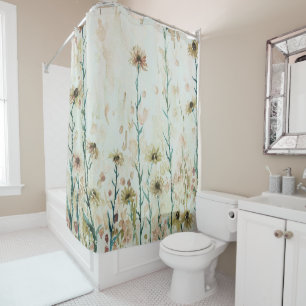 Boho  Beige Wildflowers Douchegordijn