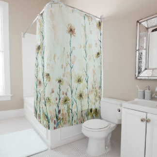 Boho Beige Wildflowers Douchegordijn