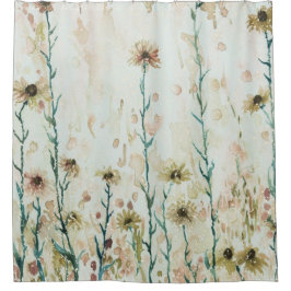 Boho Beige Wildflowers Douchegordijn