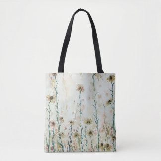 Boho Beige Wildflowers Tote Bag