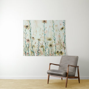 Boho Beige Wildflowers Wandkleed