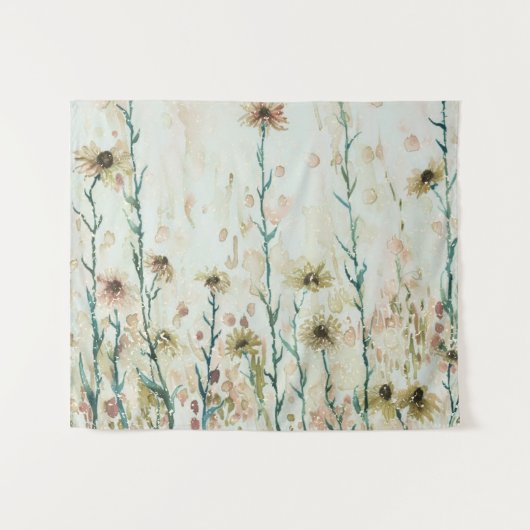 Boho  Beige Wildflowers Wandkleed (Voorkant (horizontaal))