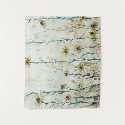 Boho Beige Wildflowers Wandkleed (Voorkant)