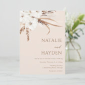 Boho Beige Wit Bloemen Alle seizoenen Bruiloft Kaart (Staand voorkant)